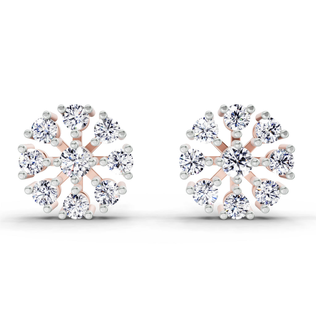 1 Carat Round Diamond Stud Earrings 14K - Rose Gold