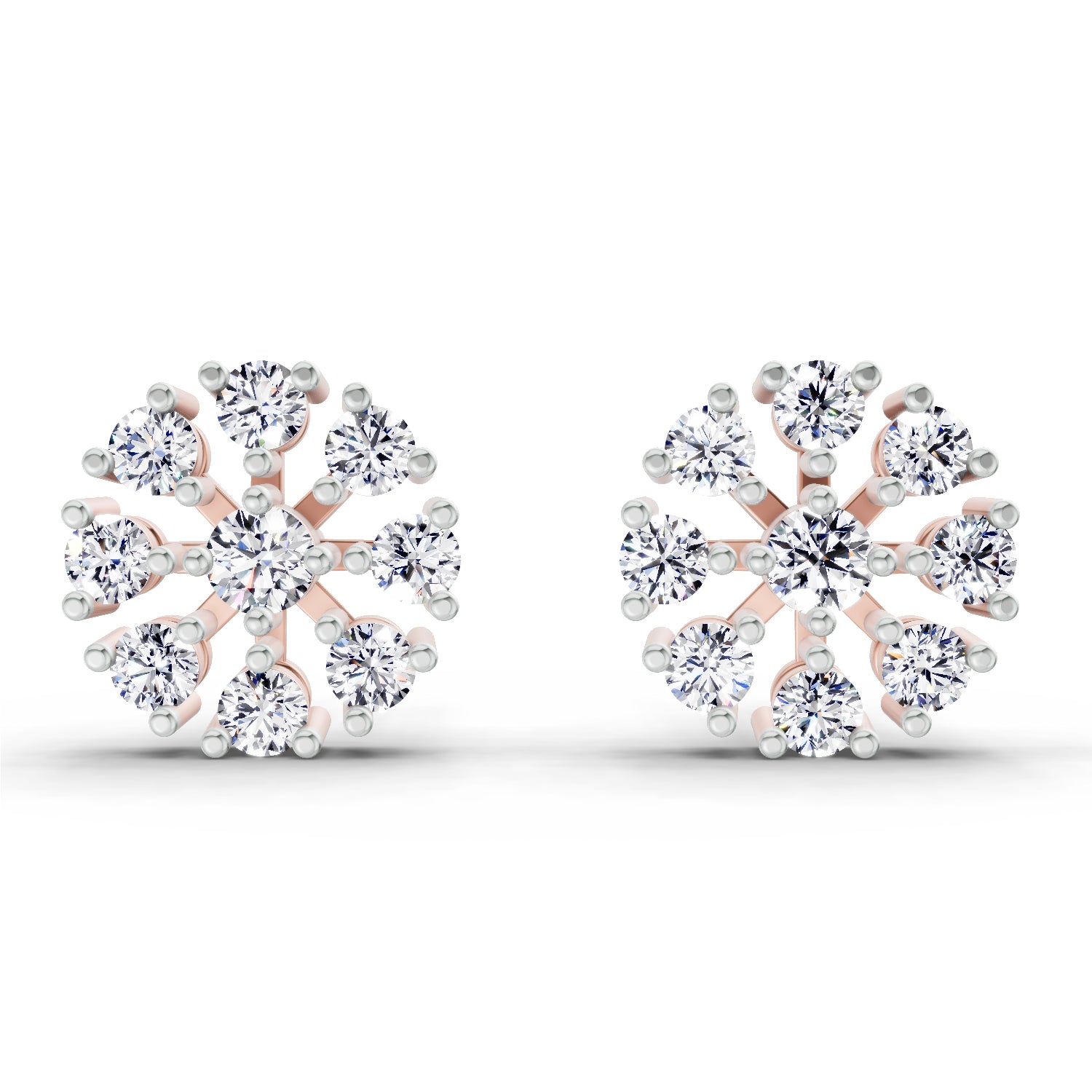 1 Carat Round Diamond Stud Earrings 14K - Rose Gold