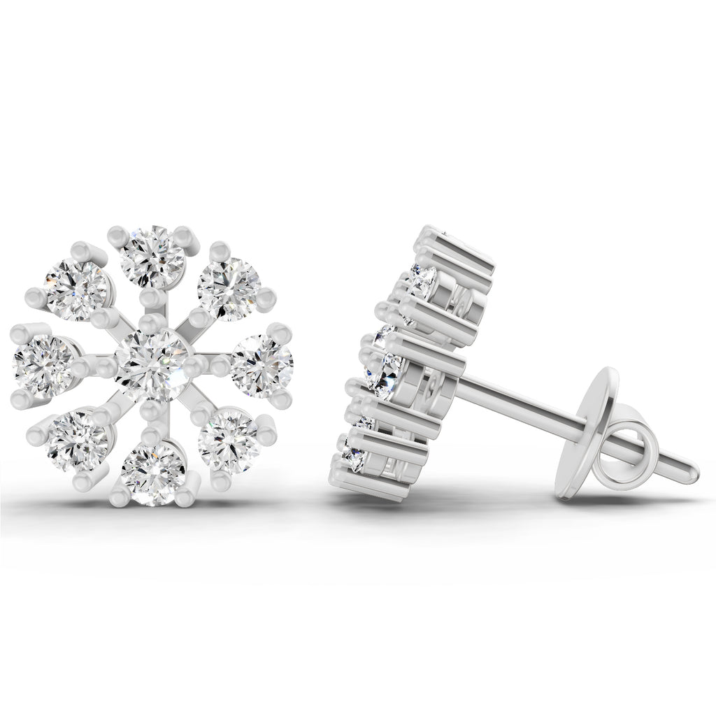1 Carat Round Diamond Stud Earrings 14K - White Gold