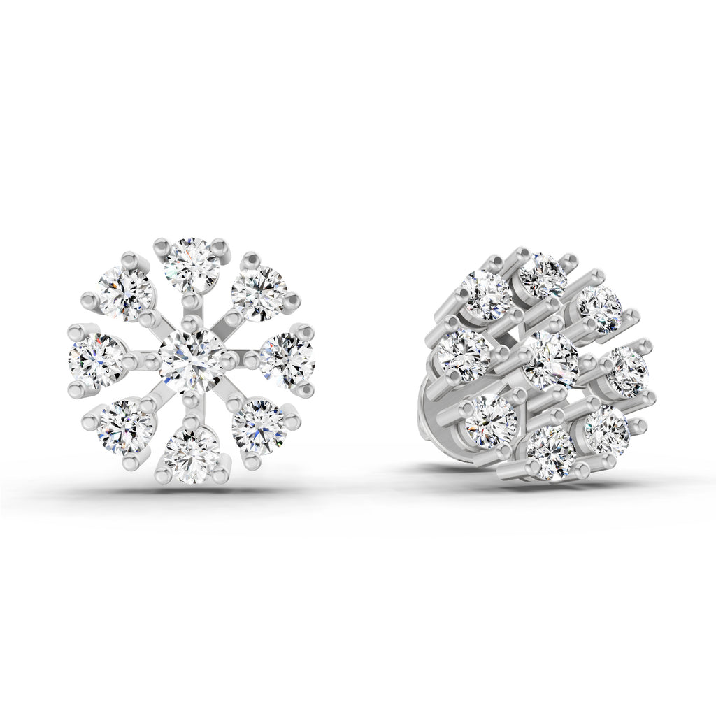 1 Carat Round Diamond Stud Earrings 14K - White Gold