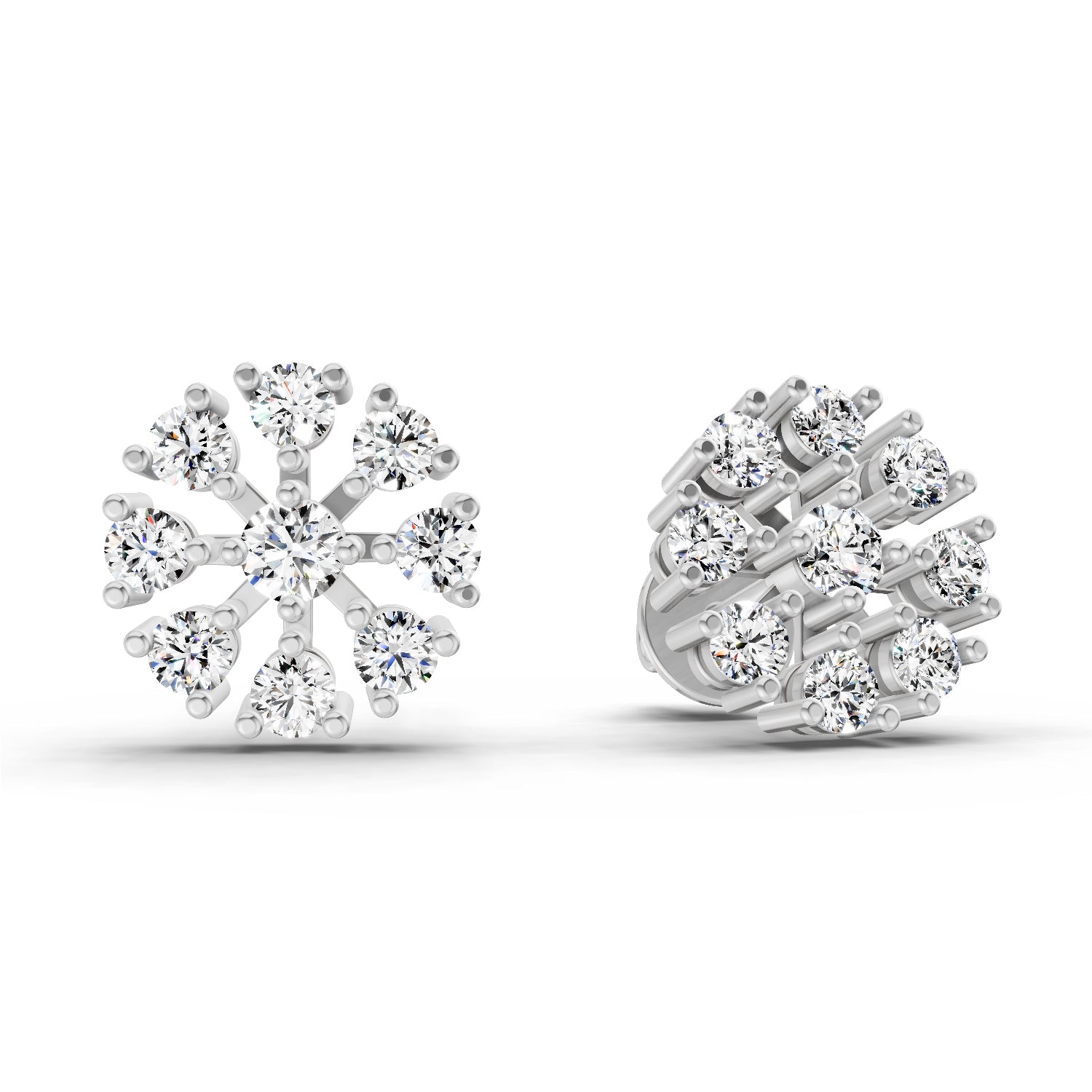 1 Carat Round Diamond Stud Earrings 14K - White Gold