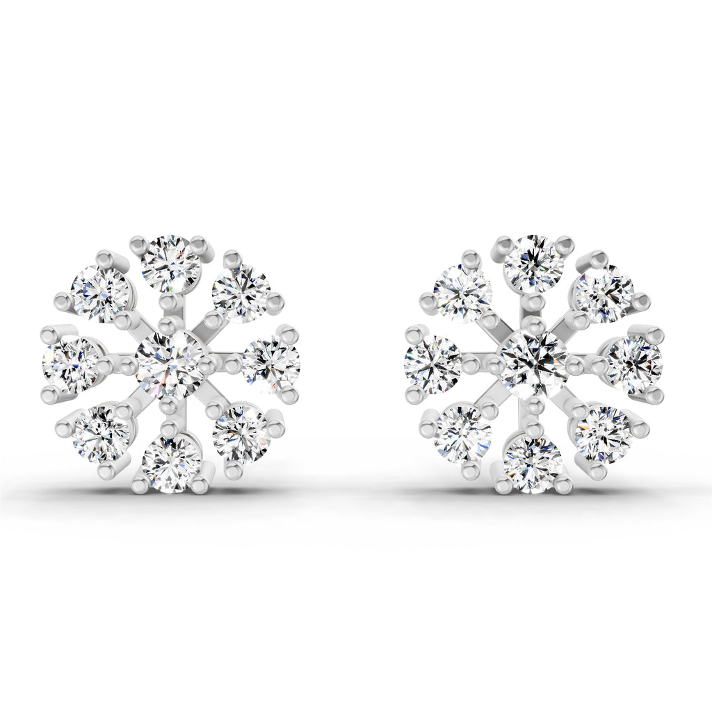 1 Carat Round Diamond Stud Earrings 14K - White Gold