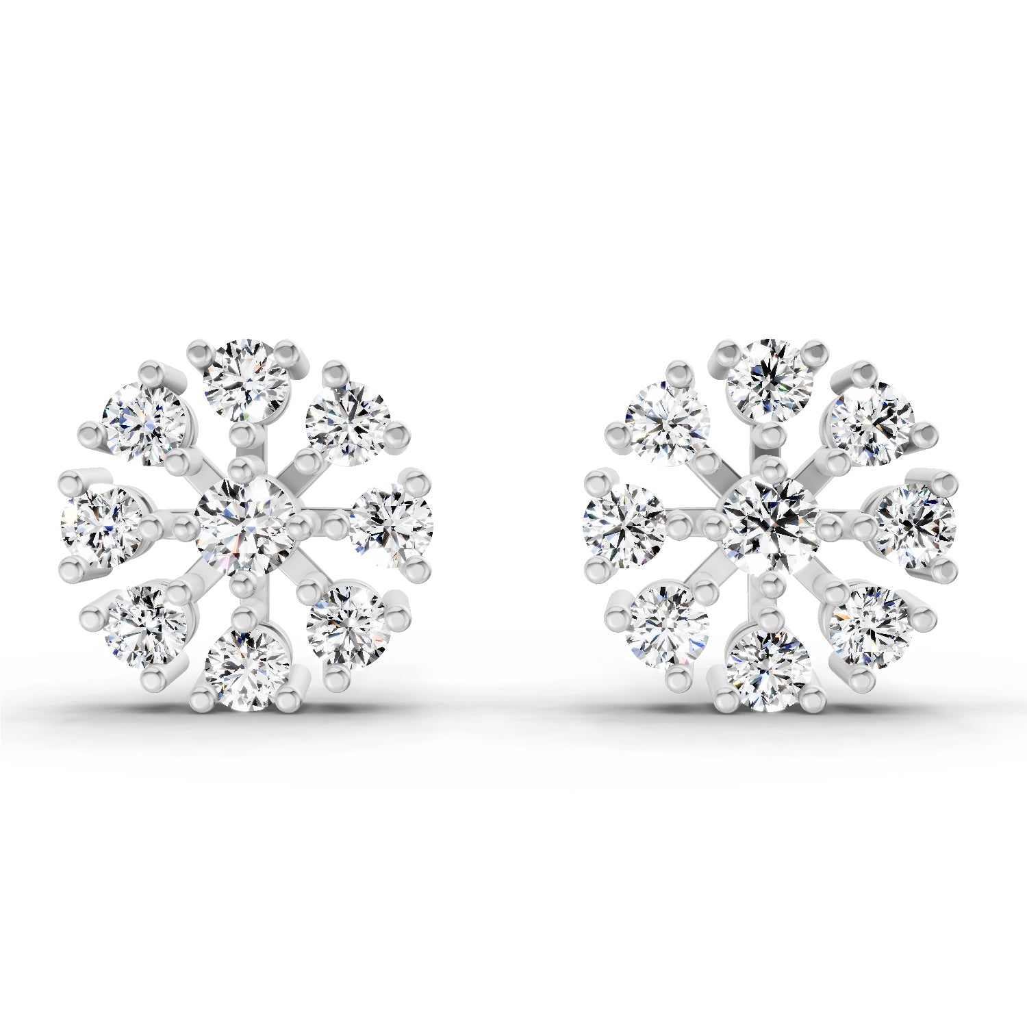 1 Carat Round Diamond Stud Earrings 14K - White Gold