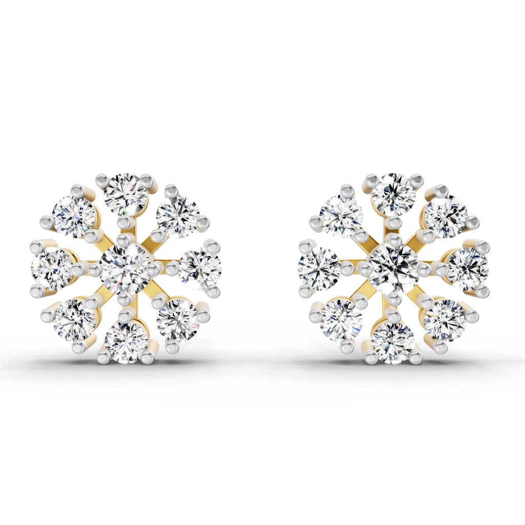 1 Carat Round Diamond Stud Earrings 14K