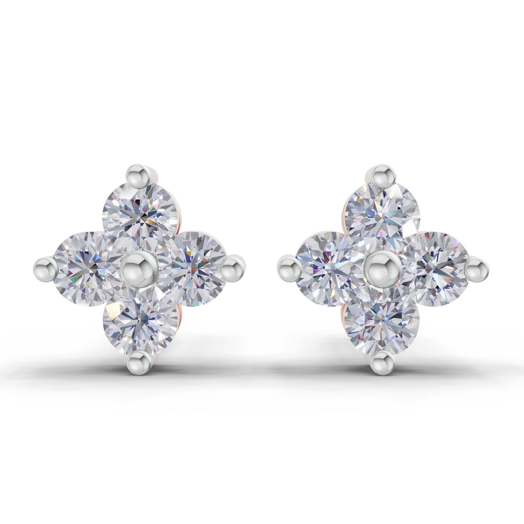 0.55 Ct Floral Earrings 14K - Rose Gold