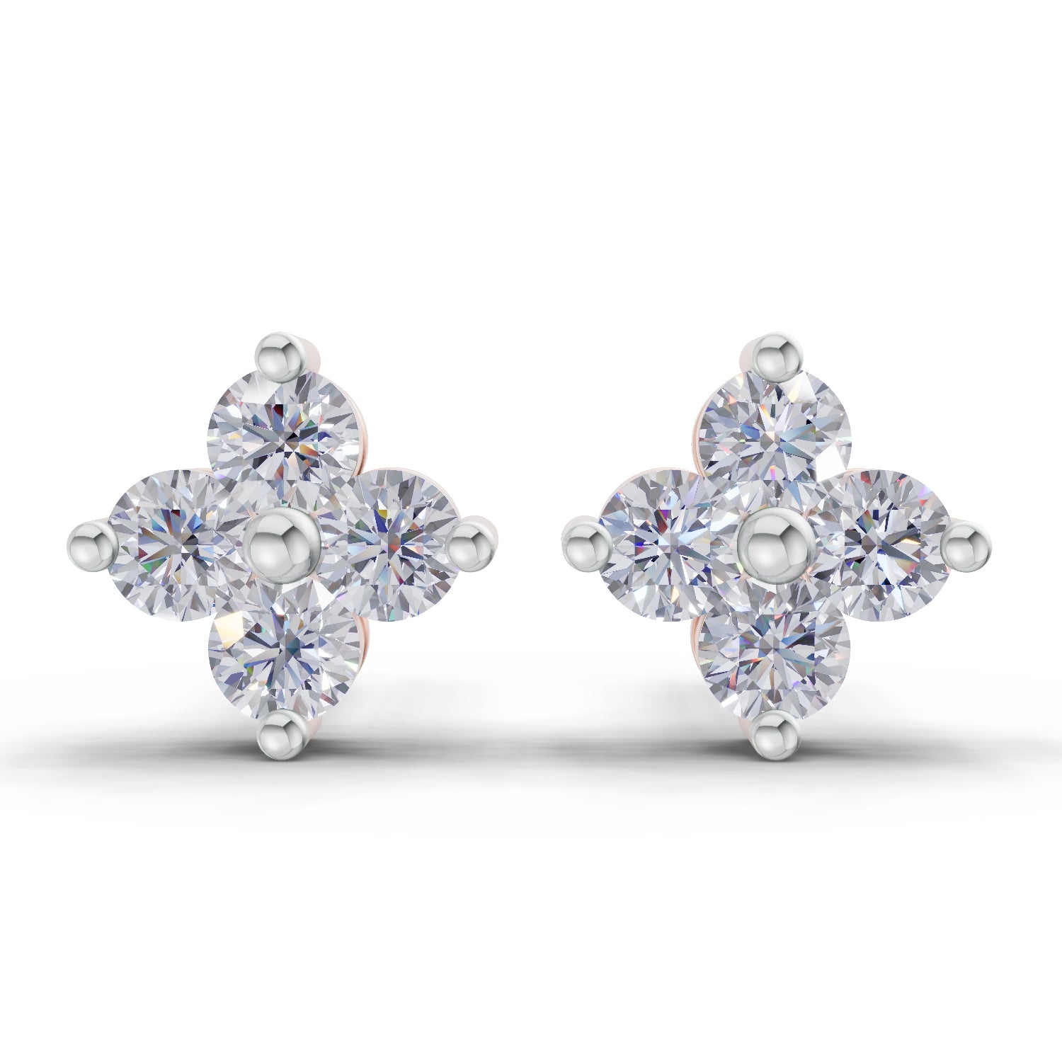 0.55 Ct Floral Earrings 14K - Rose Gold