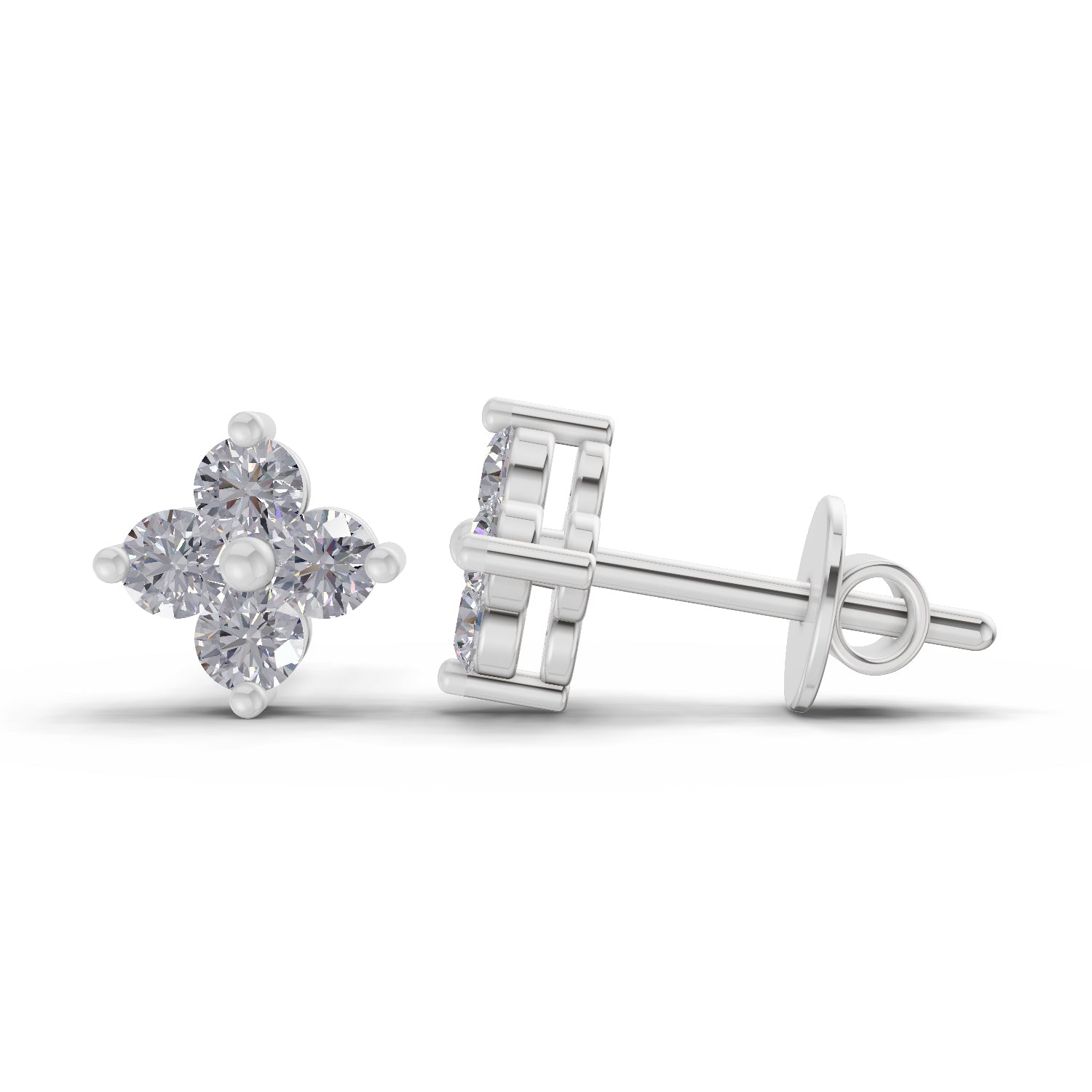 0.55 Ct Floral Earrings 14K - White Gold