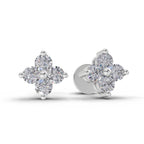 0.55 Ct Floral Earrings 14K - White Gold