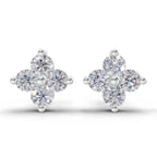 0.55 Ct Floral Earrings 14K - White Gold