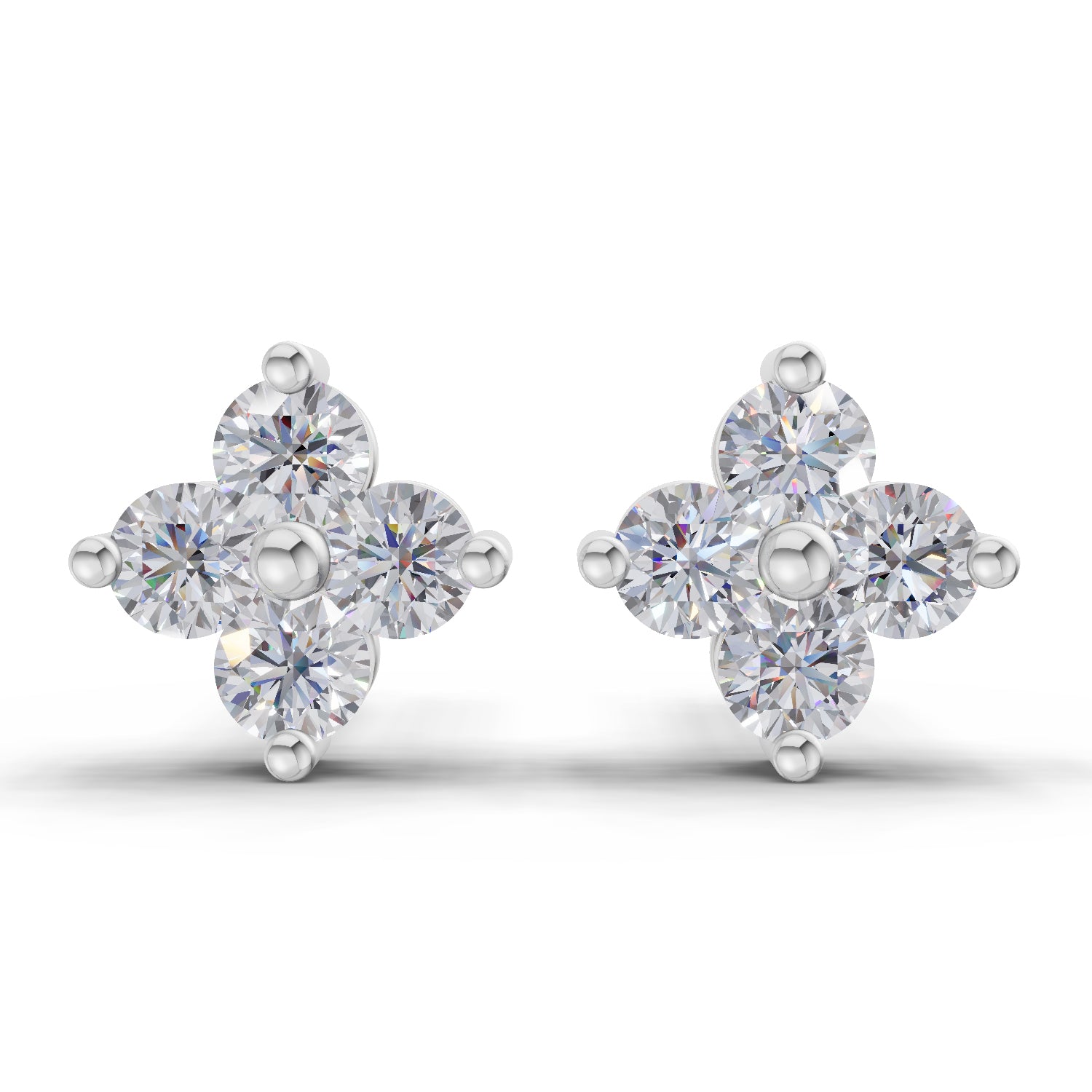 0.55 Ct Floral Earrings 14K - White Gold