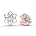 1.09 Carat Round Lotus Flower Style Earrings 14K - Rose Gold