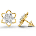 1.09 Carat Round Lotus Flower Style Earrings 14K