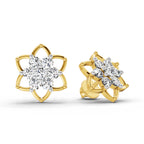1.09 Carat Round Lotus Flower Style Earrings 14K