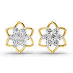 1.09 Carat Round Lotus Flower Style Earrings 14K