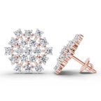 Lab Grown Diamond 1.67 Carat Round Snowflake Stud Earrings 14K - Rose Gold