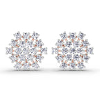 Lab Grown Diamond 1.67 Carat Round Snowflake Stud Earrings 14K - Rose Gold