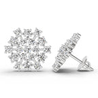 Lab Grown Diamond 1.67 Carat Round Snowflake Stud Earrings 14K - White Gold