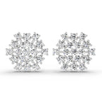 Lab Grown Diamond 1.67 Carat Round Snowflake Stud Earrings 14K - White Gold