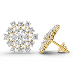 Lab Grown Diamond 1.67 Carat Round Snowflake Stud Earrings 14K