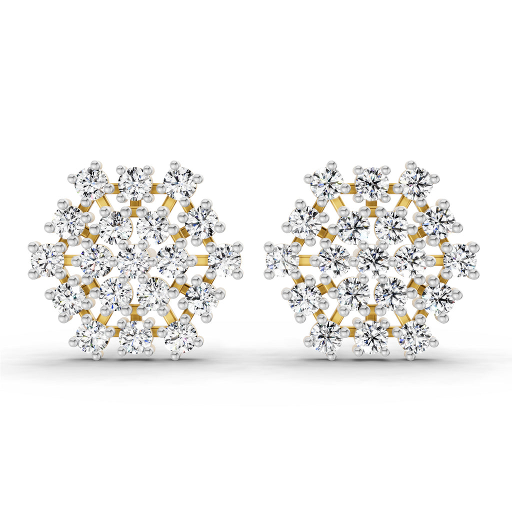 Lab Grown Diamond 1.67 Carat Round Snowflake Stud Earrings 14K