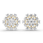 Lab Grown Diamond 1.67 Carat Round Snowflake Stud Earrings 14K