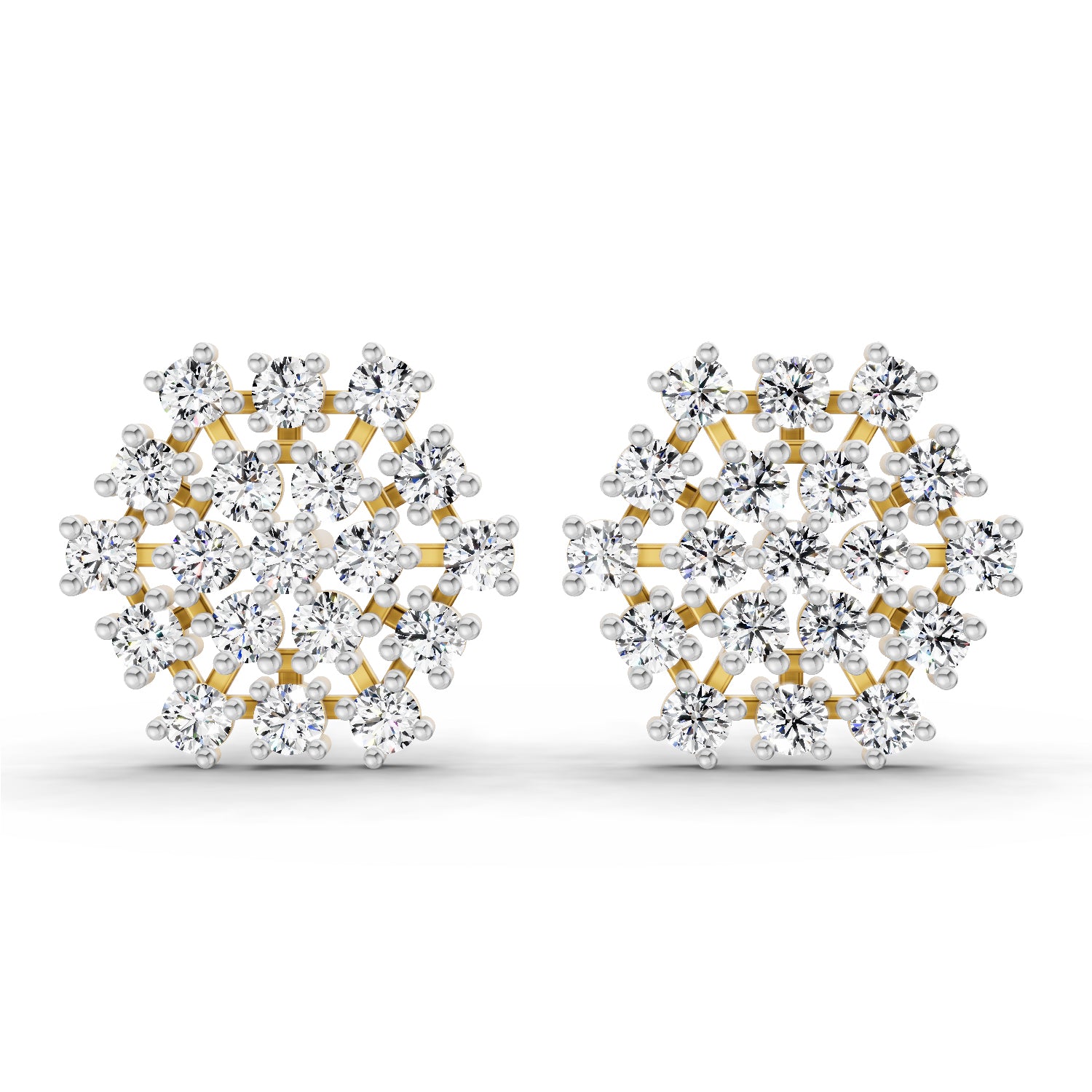 Lab Grown Diamond 1.67 Carat Round Snowflake Stud Earrings 14K