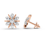 0.94 Carat Round Flower Stud Earrings 14K - Rose Gold