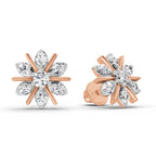 0.94 Carat Round Flower Stud Earrings 14K - Rose Gold