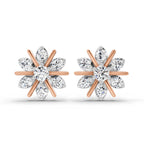 0.94 Carat Round Flower Stud Earrings 14K - Rose Gold