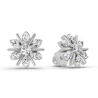 0.94 Carat Round Flower Stud Earrings 14K - White Gold