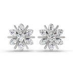 0.94 Carat Round Flower Stud Earrings 14K - White Gold