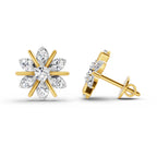 0.94 Carat Round Flower Stud Earrings 14K