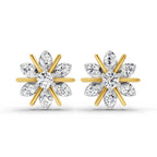 0.94 Carat Round Flower Stud Earrings 14K