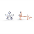 0.55 Carat Floral Stud Earrings 14K - Rose Gold