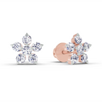 0.55 Carat Floral Stud Earrings 14K - Rose Gold