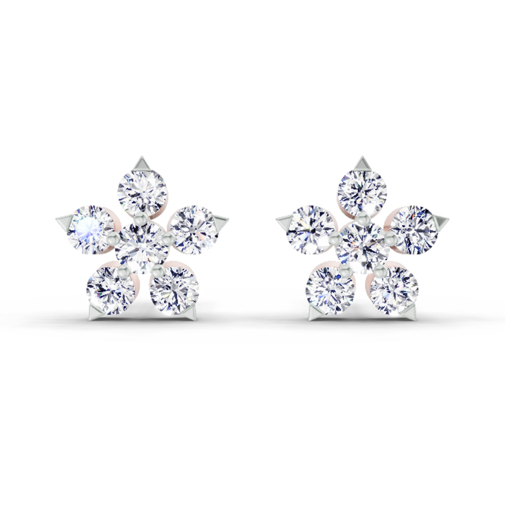 0.55 Carat Floral Stud Earrings 14K - Rose Gold