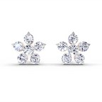 0.55 Carat Floral Stud Earrings 14K - Rose Gold