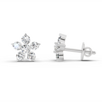 0.55 Carat Floral Stud Earrings 14K - White Gold