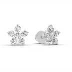 0.55 Carat Floral Stud Earrings 14K - White Gold