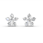 0.55 Carat Floral Stud Earrings 14K - White Gold