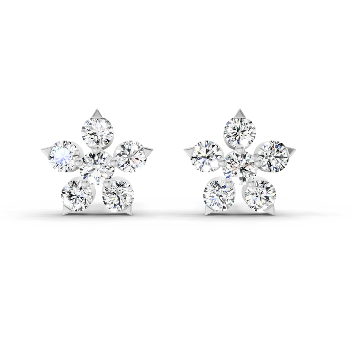 0.55 Carat Floral Stud Earrings 14K - White Gold