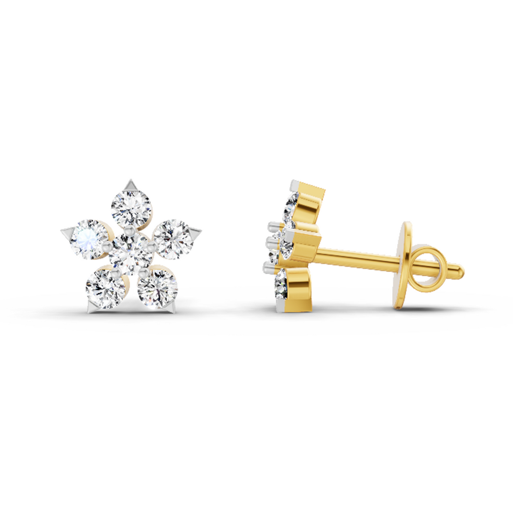 0.55 Carat Floral Stud Earrings 14K