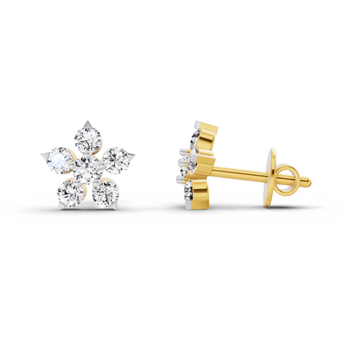 0.55 Carat Floral Stud Earrings 14K