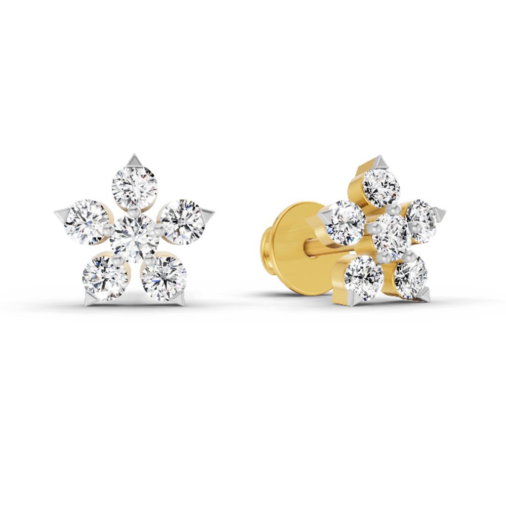 0.55 Carat Floral Stud Earrings 14K