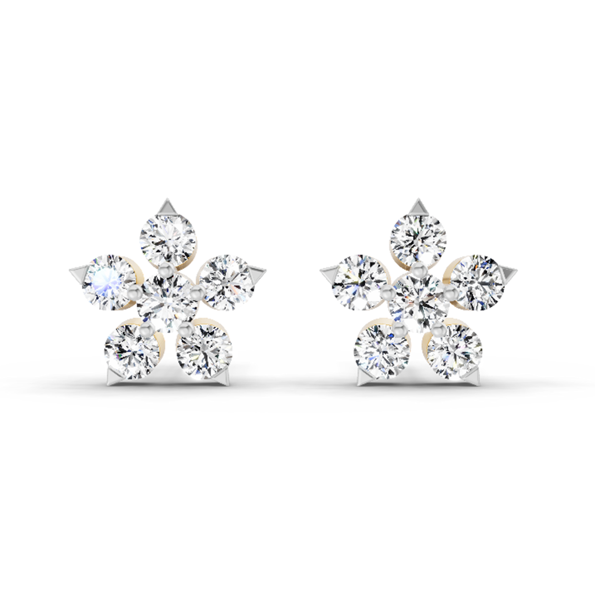 0.55 Carat Floral Stud Earrings 14K