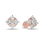 0.35 Carat Round Cluster Stud Earrings 14K - Rose Gold