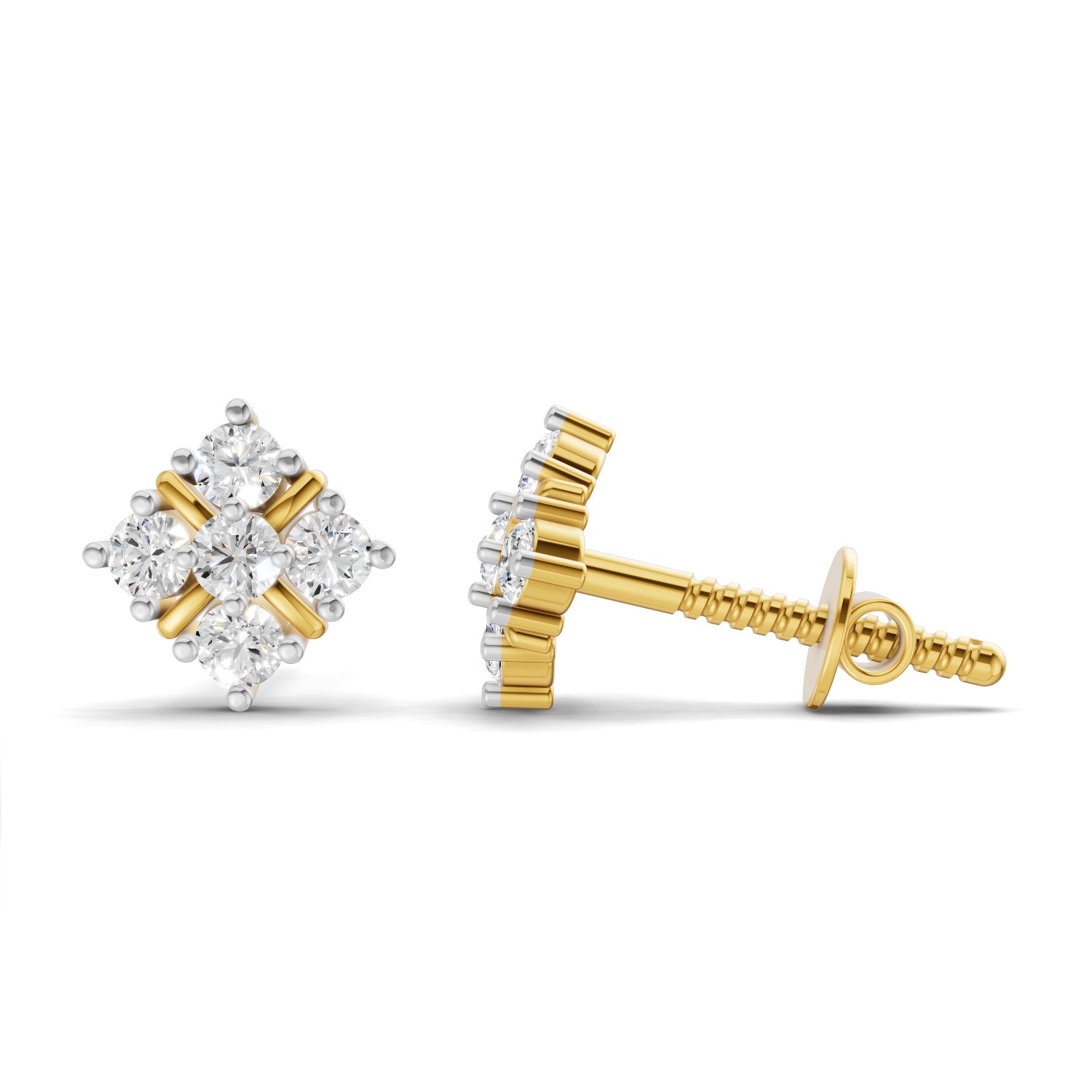 0.35 Carat Round Cluster Stud Earrings 14K