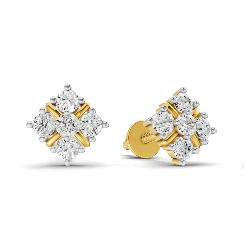 0.35 Carat Round Cluster Stud Earrings 14K