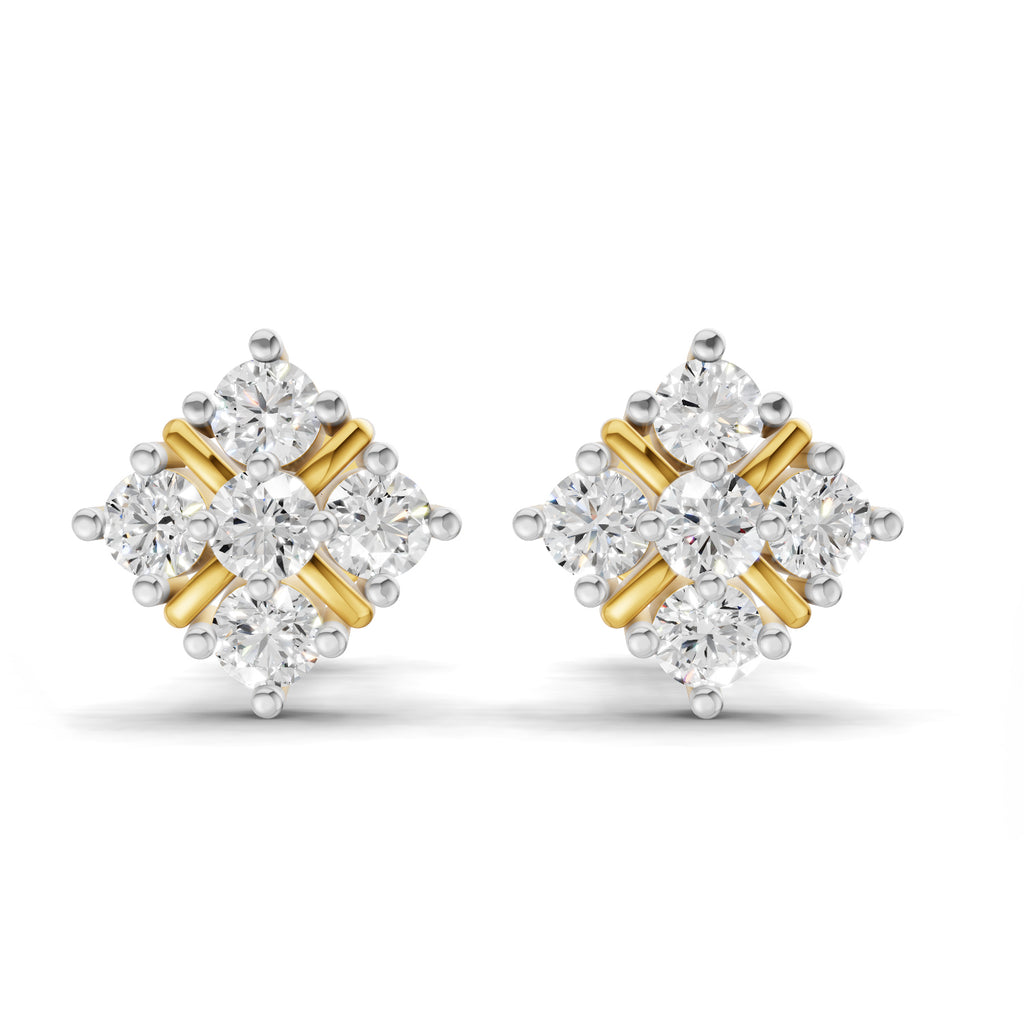 0.35 Carat Round Cluster Stud Earrings 14K