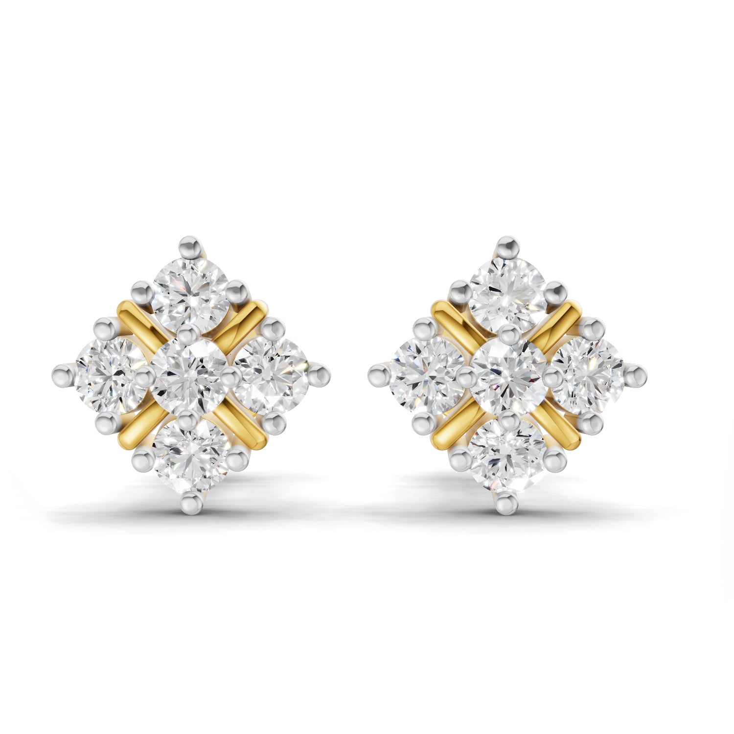 0.35 Carat Round Cluster Stud Earrings 14K